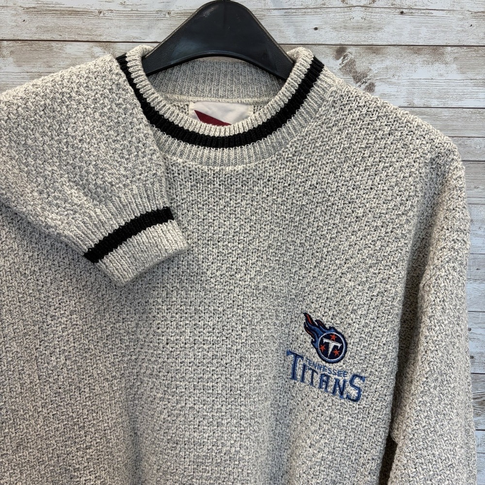 Vintage Tennessee Titans Mens‎ M Sweater Oatmeal Knit 100% Cotton Made In USA